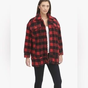 Levi's Red and Black Plaid Sherpa Jacket NWT